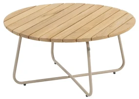 4 Seasons Outdoor Verdi loungetafel latte met rond teak blad Ø 73 cm  Loungetafel    beige weerbestendig