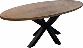 Boomstamtafel ovaal massief Acacia - 240 x 110 cm - Bladdikte 4 cm - Matrixpoot