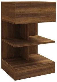 vidaXL Nachtkastje 40x35x65 cm bewerkt hout bruineikenkleurig