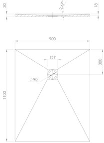 Polysan Treneca douchebak 110x90cm wit mat