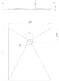 Polysan Treneca douchebak 110x90cm zwart mat