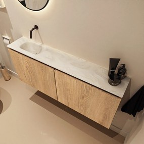 Mondiaz Ture DLux toiletmeubel 120cm washed oak met wastafel ostra links zonder kraangat