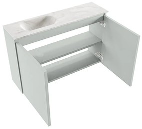 Mondiaz Ture DLux toiletmeubel 80cm greey met wastafel ostra links met kraangat