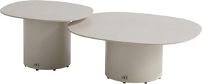 Sofie lounge tuintafels set van 2 keramiek oyster linen 4 Seasons Outdoor