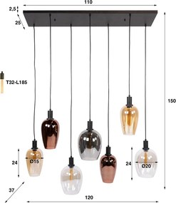 Hanglamp Met Gekleurde Glazen Kappen