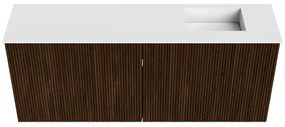 Mondiaz Joya 100cm toiletmeubel walnut met wastafel faye rechts 1 kraangat talc
