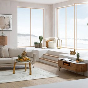 Kare Design Grace Tv-meubel Mangohout En Marmer - 145x42x48cm.