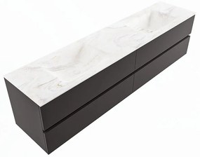 Mondiaz Vica DLux badmeubel 200cm dark grey 4 lades met wastafel ostra dubbel 2 kraangaten