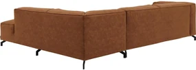 Goossens Bank Calvin cognac, micro leer, 3,5-zits, modern design met ligelement rechts