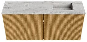 Mondiaz Joya DLux 90cm toiletmeubel oak met wastafel faye rechts 1 kraangat glace