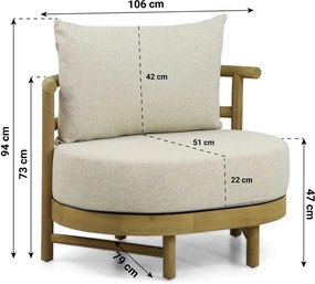 Stoel en Bank Loungeset 5 personen Teak Old teak greywash  Santika Furniture Santika