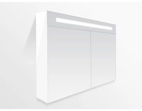 Saniclass Double Face Spiegelkast - 100x70x15cm - verlichting - geintegreerd - 2 links- rechtsdraaiende spiegeldeur - MDF - hoogglans wit 7072