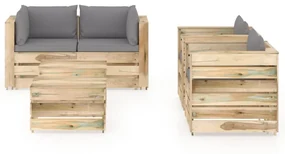 vidaXL 6-delige Loungeset met kussens groen geïmpregneerd hout