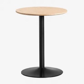 Ronde Eettafel Van Mdf En Ijzer Yvetta Eikenhout & Ø60 Cm & Zwart - Sklum