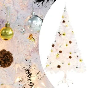 vidaXL Kunstkerstboom met kerstballen en LED's 150 cm wit