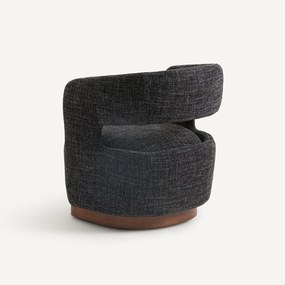 Draaifauteuil met walnoten onderstel, mêleestof, Jesper