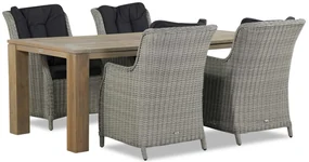 Tuinset 4 personen 200 cm Wicker Grijs Garden Collections Buckingham/Brighton