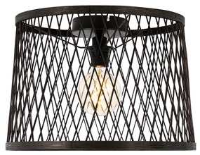 Buitenlamp Landelijke plafondlamp zwart rotan 40 cm IP44 - Calamus Landelijk E27 IP44 Buitenverlichting rond