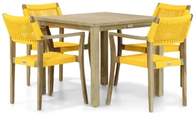 Tuinset 4 personen 90 cm Teak Geel Lifestyle Garden Furniture Dallas/Bristol