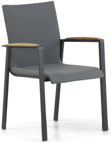 Tuinstoel stapelbaar Aluminium/textileen Grijs-antraciet Lifestyle Garden Furniture Brandon