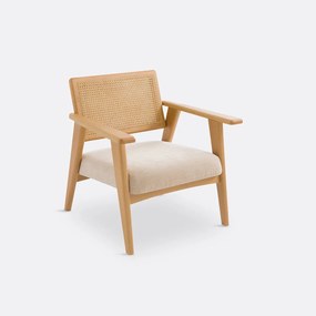Fauteuil in beukenhout en vlechtwerk, Lons