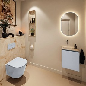 Mondiaz Ture DLux toiletmeubel 40cm clay met wastafel frappe links zonder kraangat