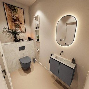 MONDIAZ TURE-DLUX 60cm toiletmeubel Dark Grey. EDEN wastafel Ostra positie links. Zonder kraangat. TUREDX60DGRL0OST