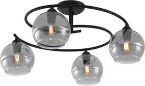 Moderne plafondlamp zwart met smoke glas 4-lichts - Alanis