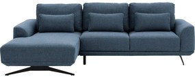 Goossens Excellent Bank Princess blauw, stof, 3-zits, elegant chic met chaise longue links