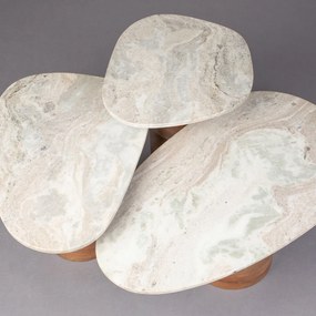 Dutchbone Suki Bijzettafel Set Organisch Marmer - 73 X 41cm.