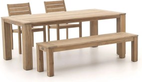 Diningset ROUGH | 5 personen teakhout | Tuinset stapelbaar | 4-delig | Kees Smit Tuinmeubelen