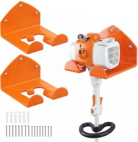 VEVOR 2-delige gereedschapshouder, draagvermogen 41 kg, 15x15x10 cm, oranje, wandmontage, constructie van koolstofstaal, inclusief schroeven en pluggen, ophangbeugel voor elektrisch gereedschap in garage, werkplaats of magazijn.