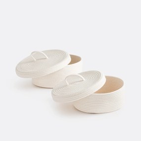 Set van 2 katoenen manden met deksel, Kesia