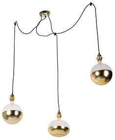 Hanglamp goud 3-lichts incl. Kopspiegel goud dimbaar - Cava Luxe Modern Minimalistisch bol / globe / rond Binnenverlichting Lamp