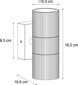 Industriële buiten wandlamp zwart 2-lichts IP44 - Vigo