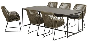 4 Seasons Outdoor Ramblas eetset met Quatro tafel HPL blad 220 x 95 cm light antraciet      taupe weerbestendig