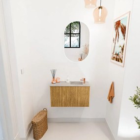 Mondiaz Joya DLux 70cm toiletmeubel oak met wastafel faye rechts 1 kraangat glace