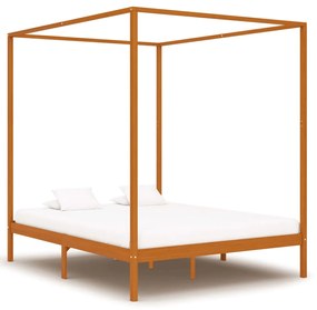 vidaXL Hemelbedframe massief grenenhout honingbruin 180x200 cm