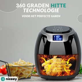 Niceey Airfryer XXL - Heteluchtfriteuse - 8L - 1800W - Zwart
