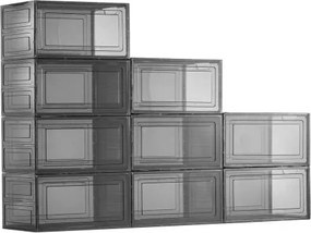 VEVOR Schoenenopbergdozen Stapelbare schoenendozen (9 stuks) Geschikt voor schoenen tot maat 13, schoenenorganizer met magnetische deur voor het opbergen van hoge hakken, laarzen en hoeden, transparant + zwart
