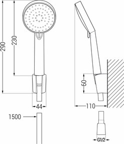 Mexen R-75 puntdouche set, zwart - 785755052-70