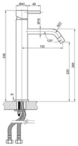 Sapho Minimal wastafelkraan verhoogd RVS