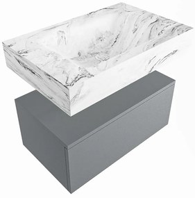 Mondiaz Alan DLux badmeubel 70cm plata 1 lade met wastafel glace midden zonder kraangat