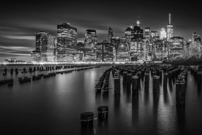 Kunstfotografie Manhattan Skyline at Sunset | Monochrome, Melanie Viola, (40 x 26.7 cm)