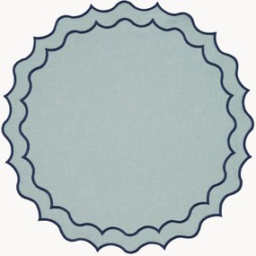 Ronde placemat Navy met geborduurde rand