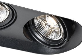 Set van 6 Afgeronde inbouwspot zwart GU10 70mm 2-lichts - Hubs GU10 Binnenverlichting Lamp
