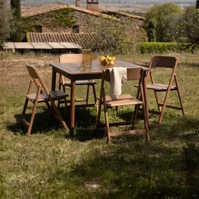 Uitschuifbare Eettafel 100-160x100 Cm Karvia En 4 Inklapbare Tuinstoelen Van Acaciahout Zayma Acacia Bruin - Sklum