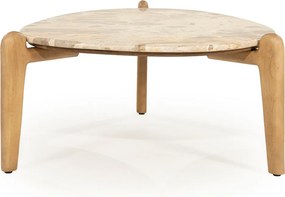 Salontafel Hout En Marmer L - 85 X 85cm.