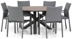 Tuinset Ronde Tuintafel 6 personen 150 cm Aluminium/textileen Grijs  Lifestyle Garden Furniture Rome/Ancona