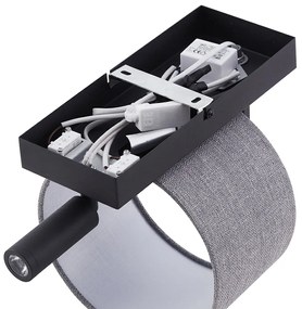 Moderne wandlamp zwart met grijs rond en leeslamp - Puglia